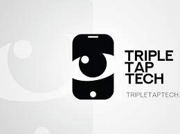 triple tap tech logo with an image of a smartphone with an eye on the screen