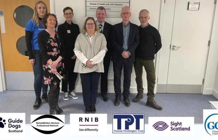 Seven members of the Scottish Visual Services Steering Group, all standing facing the camera.