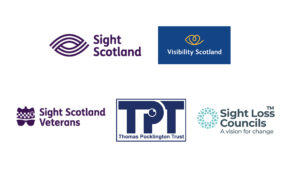 Logos of Sight Loss Councils, Visibility Scotland, Sight Scotland, Sight Scotland Veterans and Thomas Pocklington trust