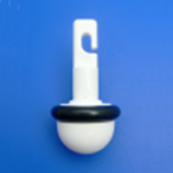 Ceramic guide cane tip on a blue background