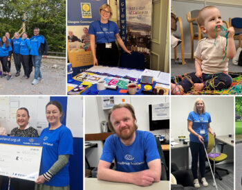 A collage image of Visibility Scotland staff, fundraisers and service users