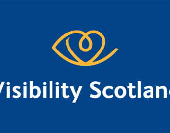 Visibility Scotland logo of a yellow eye outline above the words Visibility Scotland