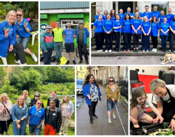 A collage image of Visibility Scotland staff, fundraisers and service users