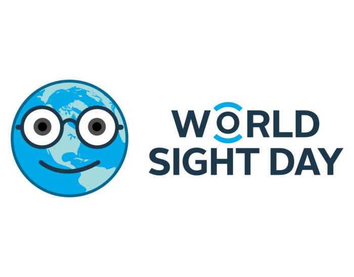 World Sight Day logo of a smiling globe wearing spectacles.